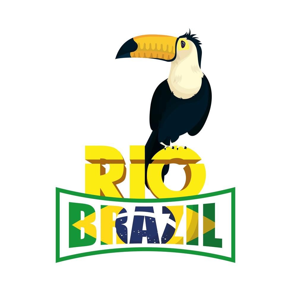 affiche du carnaval du brésil avec lettrage et toucan vecteur