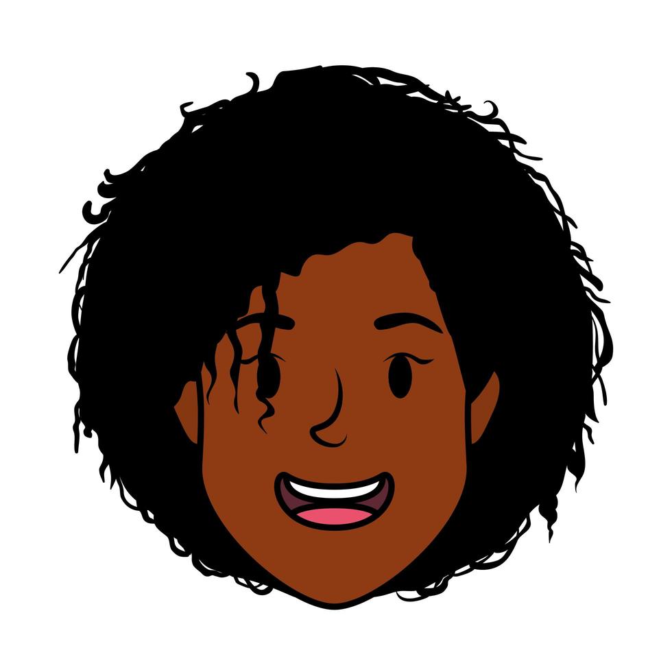 personnage d'avatar de tête de jeune femme afro vecteur