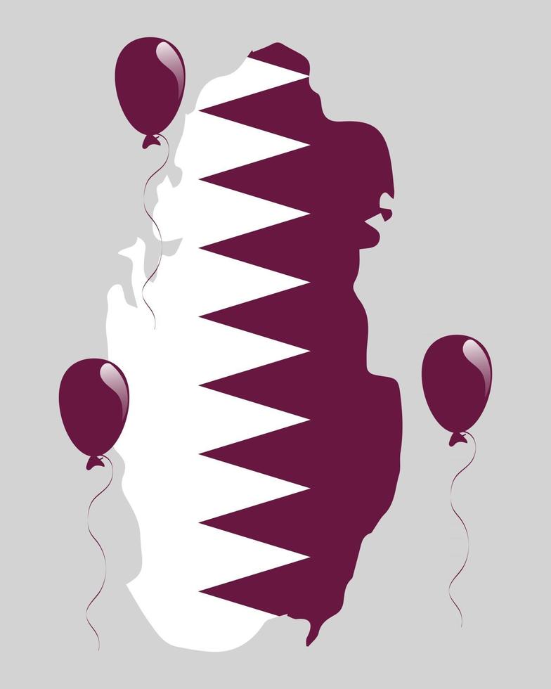 drapeau du qatar, carte et ballons vecteur