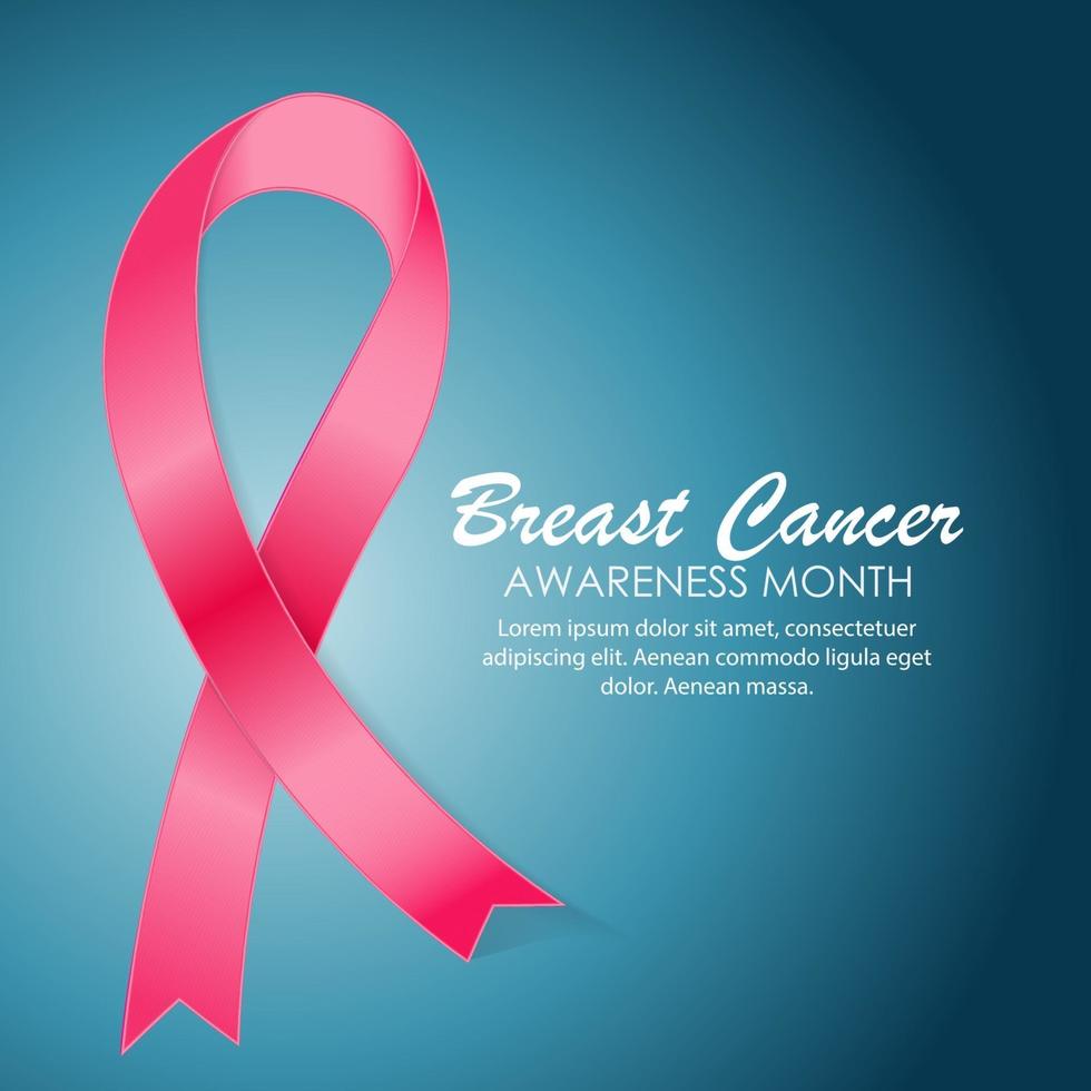 mois de sensibilisation au cancer du sein ruban rose fond vecteur illu