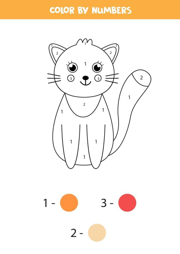 coloriage de maths pour les enfants. chat mignon de gingembre de carton de couleur. vecteur