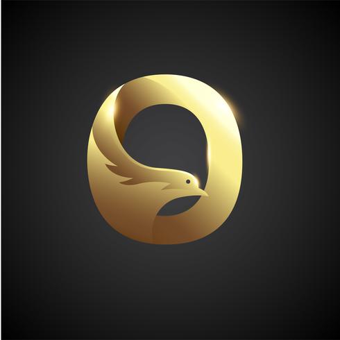 Lettre d&#39;or O avec logo Dove Concept vecteur