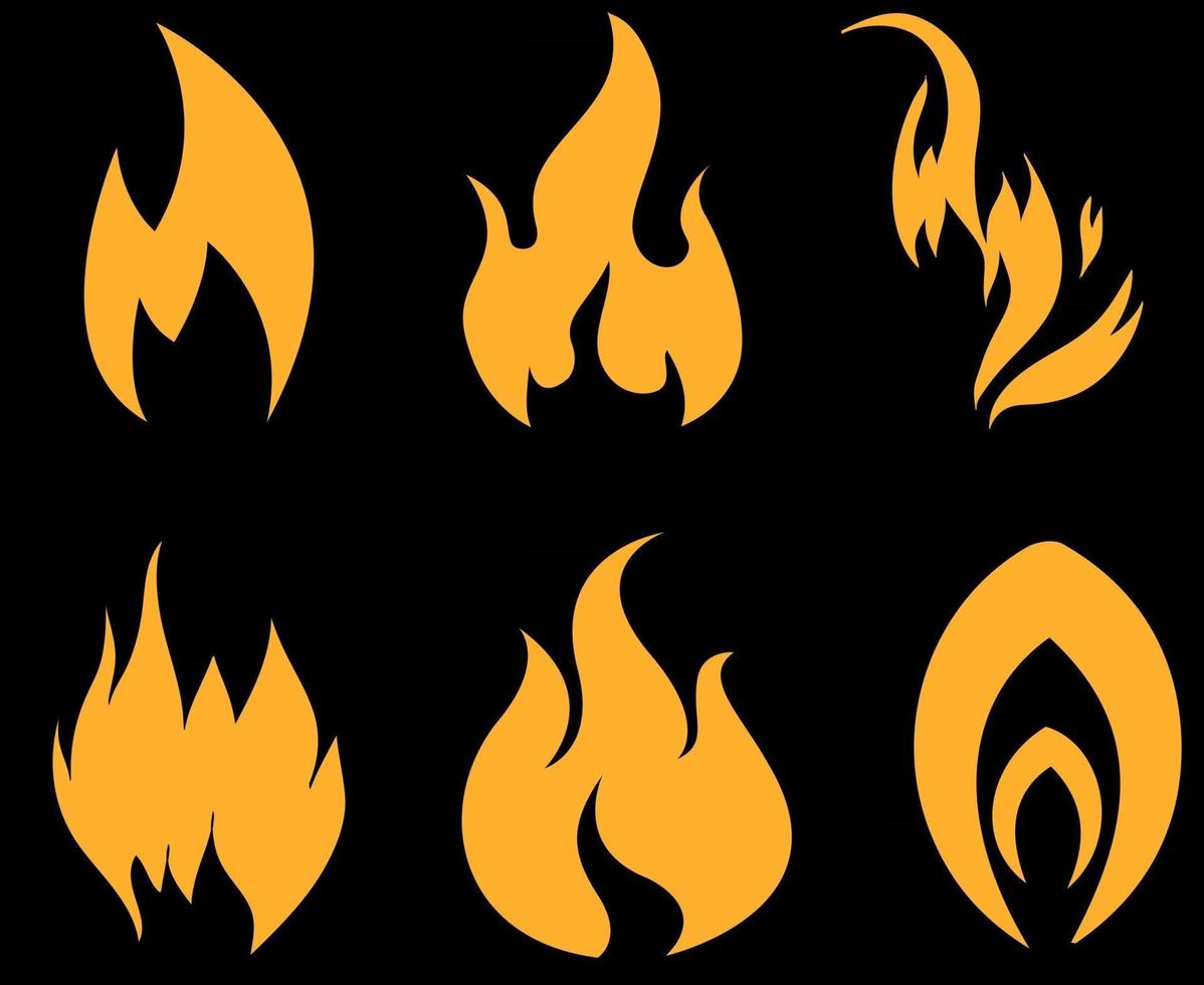 conception d'illustration de collection de feu de torche flamboyant avec la flamme avec le fond noir vecteur