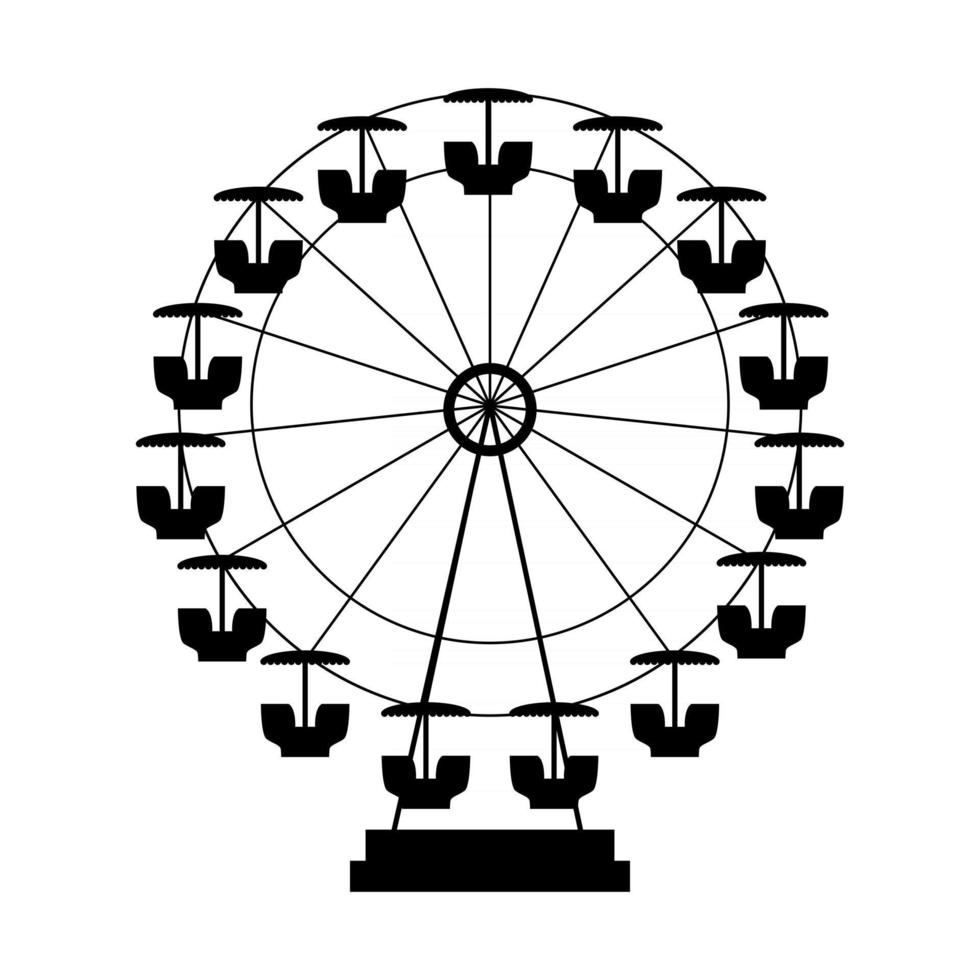 silhouette d'icône de grande roue. attraction ronde de divertissement. illustration vectorielle vecteur