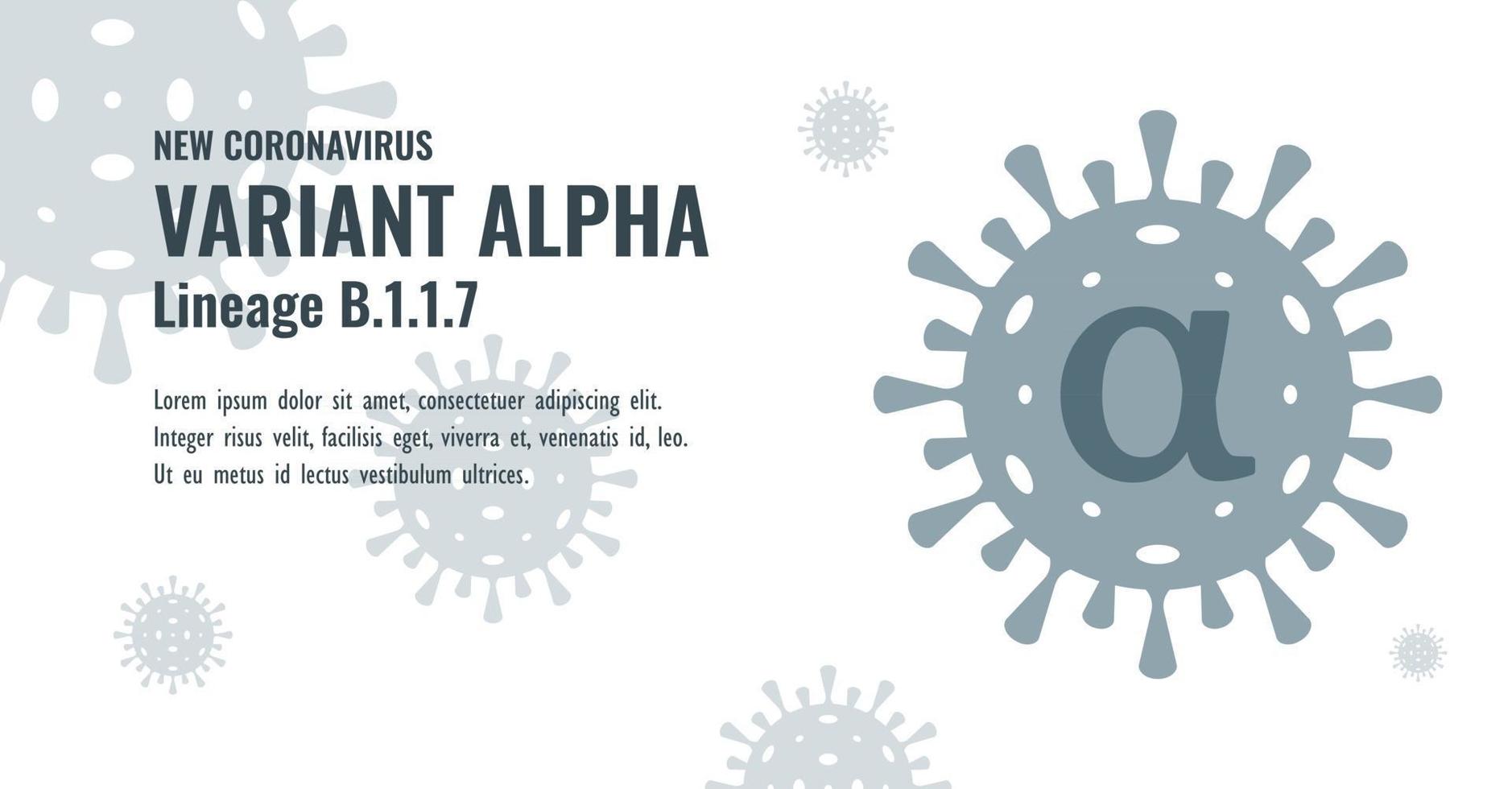 illustration du nouveau coronavirus ou variante sras-cov-2 alpha b.1.1.7 vecteur