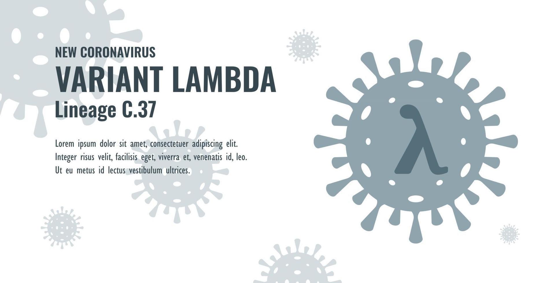 illustration du nouveau coronavirus ou variante du sras-cov-2 lambda c.37 vecteur