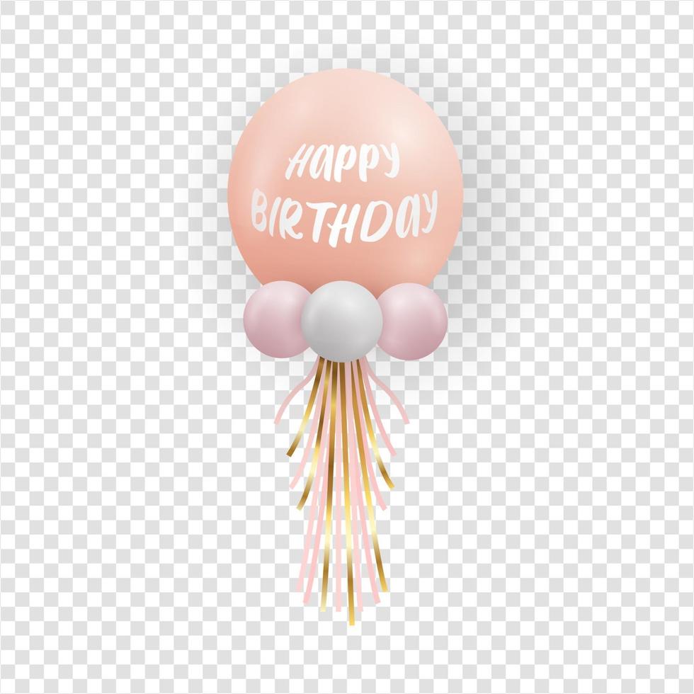 ballon rose brillant réaliste sur fond transparent. décorations de ballons de fête mariage, anniversaire, célébration et anniversaire. illustration vectorielle. vecteur