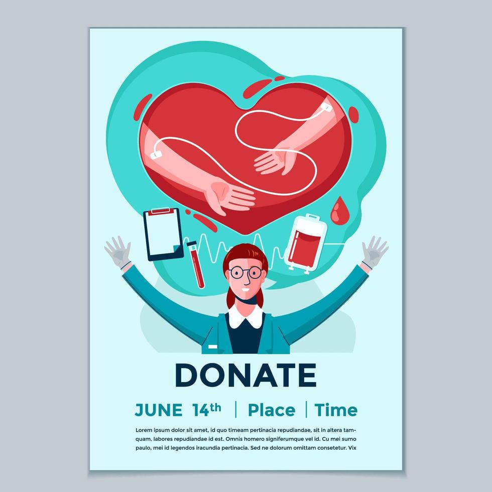 affiche de la journée mondiale du donneur de sang vecteur