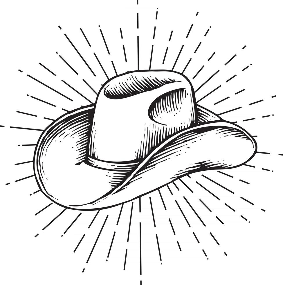 chapeau de cowboy - style dessiné à la main vecteur