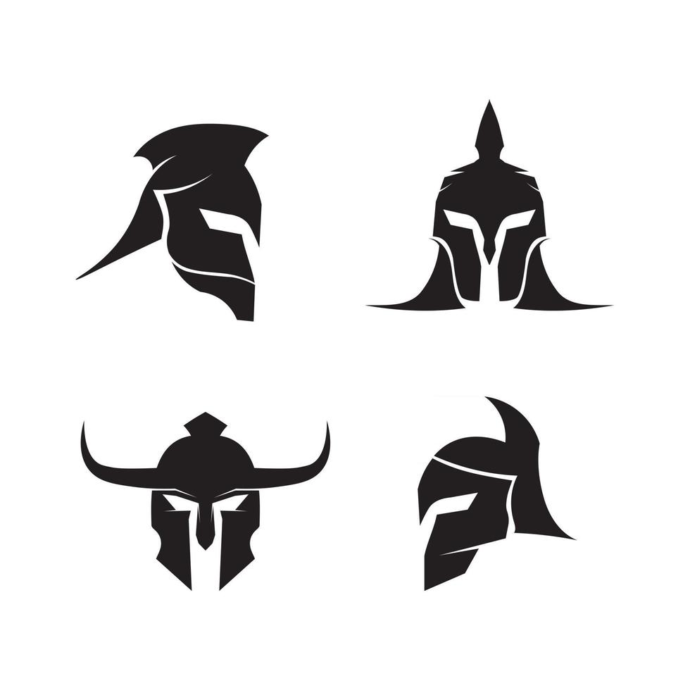 logo spartiate gladiateur noir et casque de conception vectorielle et tête noire vecteur