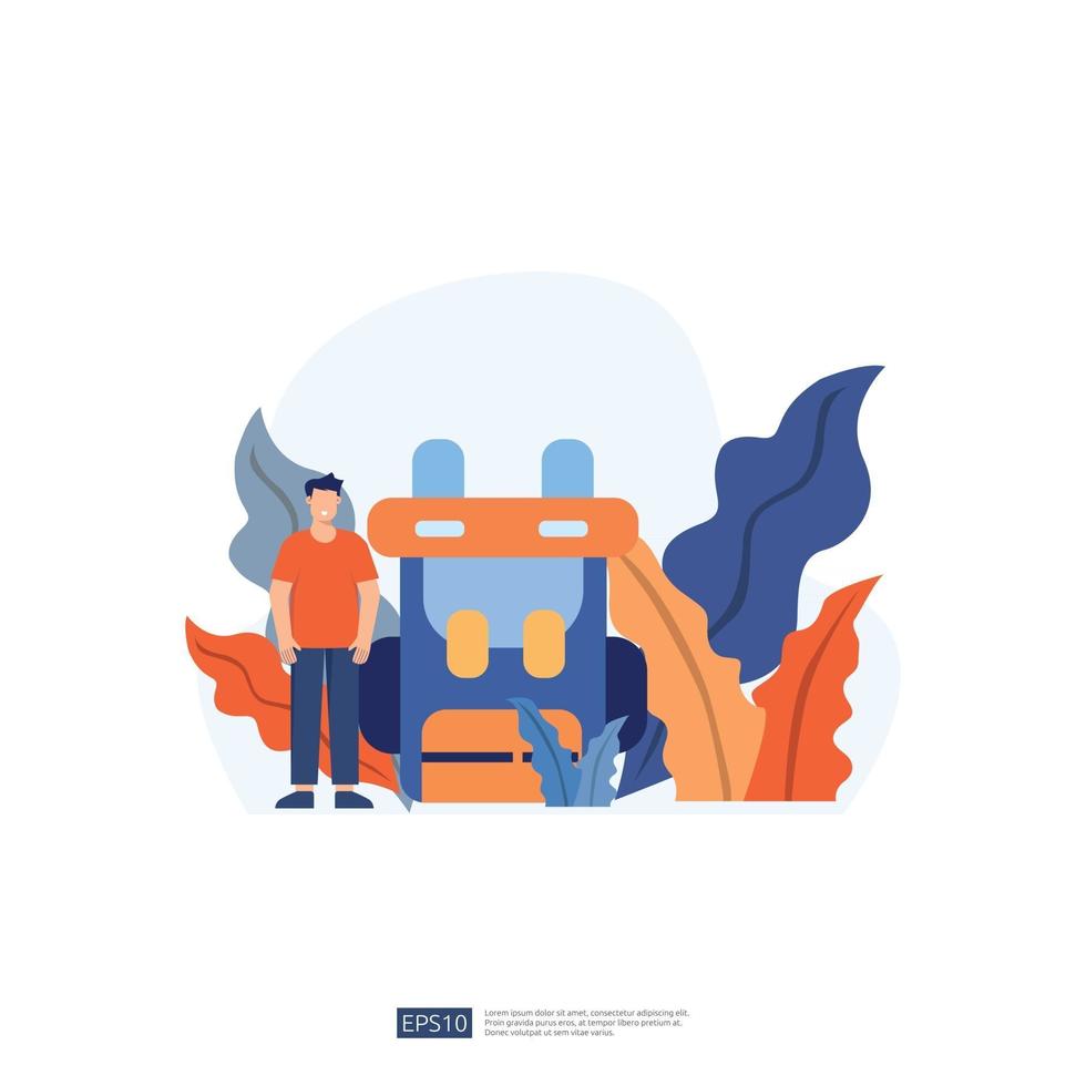 illustration de vacances de routard et de camping sans personnage de jeune homme. des hommes debout avec des gestes. illustration vectorielle de style plat isolé vecteur