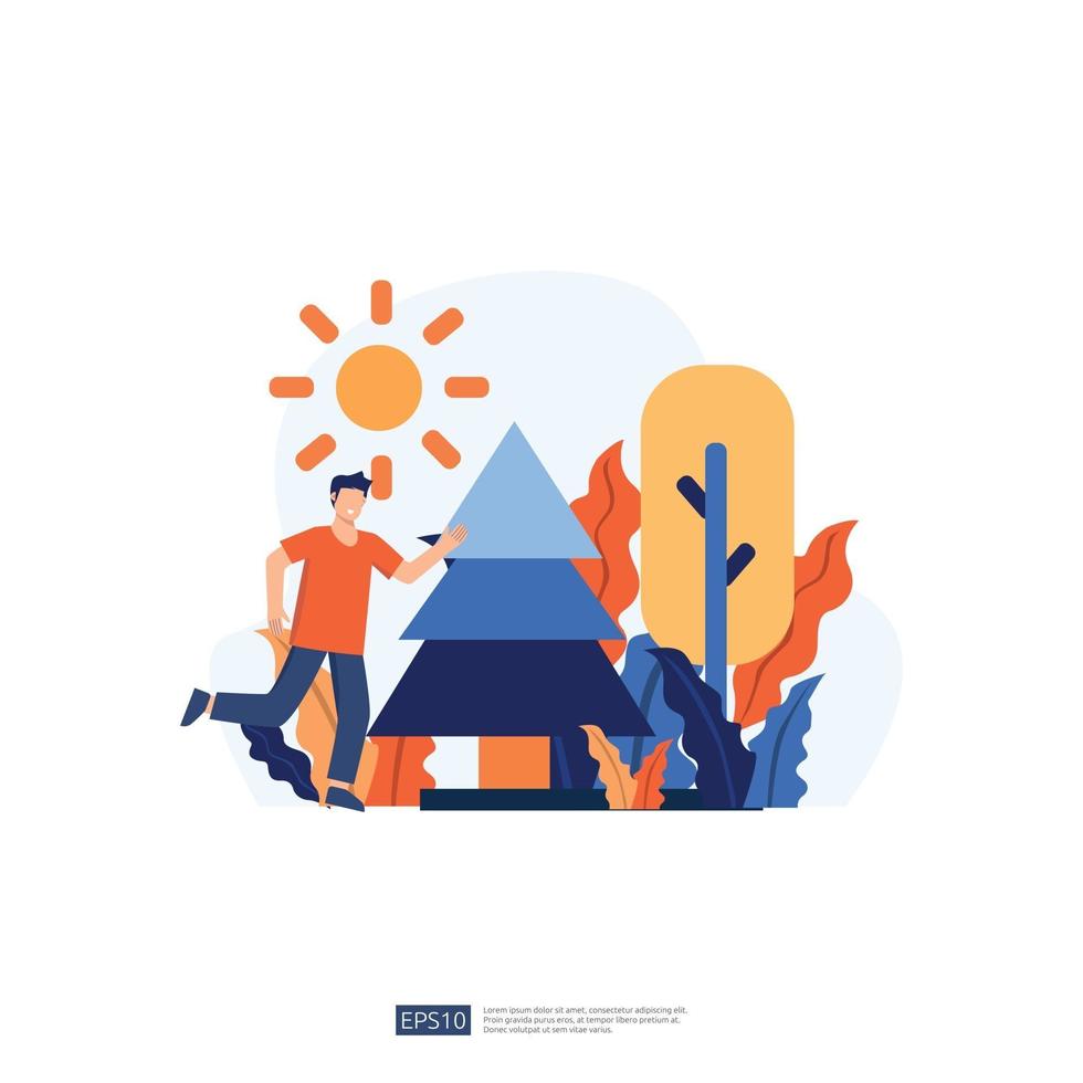 illustration de vacances de routard et de camping sans personnage de jeune homme. des hommes debout avec des gestes. illustration vectorielle de style plat isolé vecteur