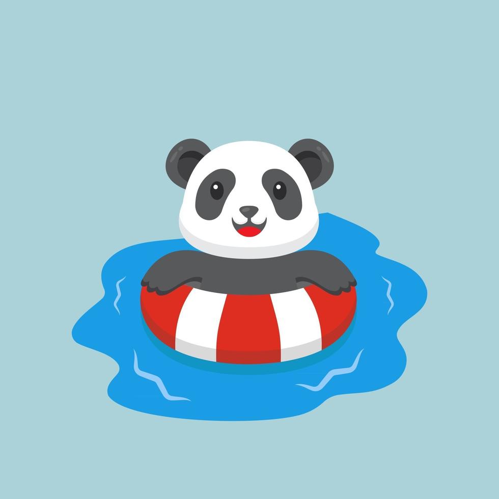 dessin animé d'été de natation de panda mignon vecteur