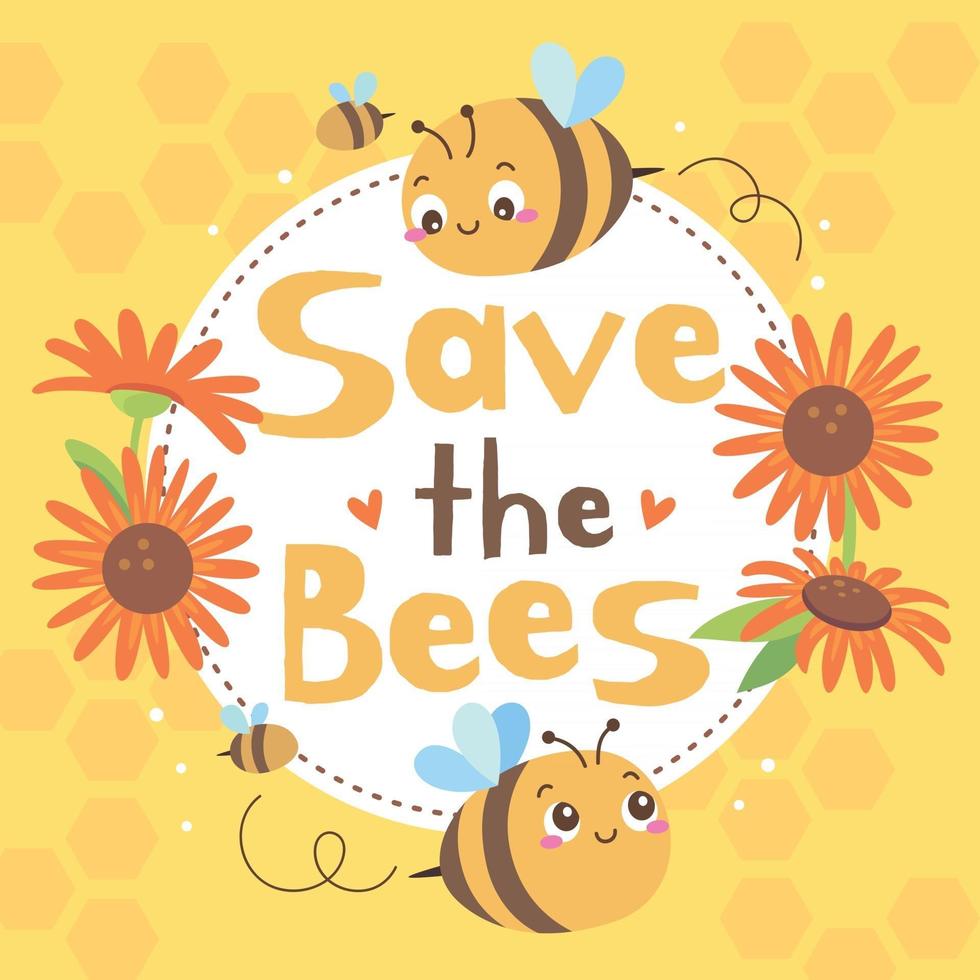 sauver le concept de campagne d'abeilles vecteur