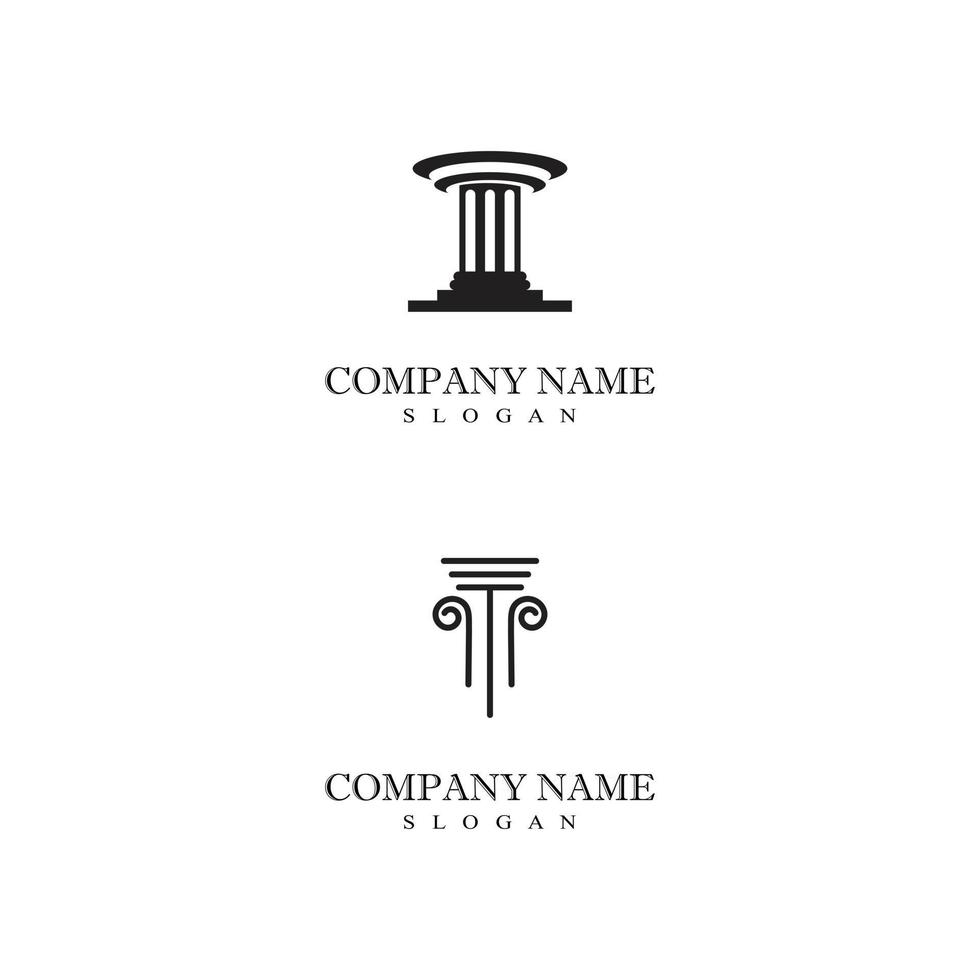 ancien pilier colonnes grec rome athènes bâtiment historique logo design vecteur