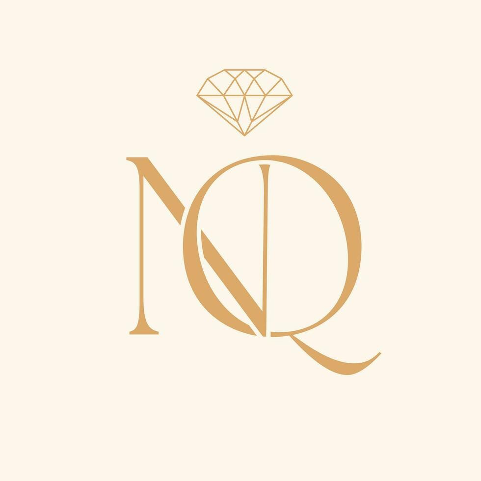 n et q monogramme avec diamant - une brillant la fusion de initiales et luxe vecteur