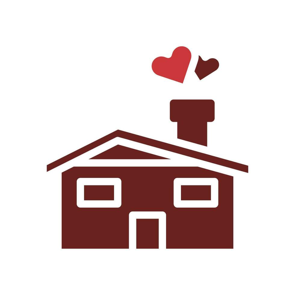 maison l'amour icône solide marron rouge style Valentin illustration symbole parfait. vecteur
