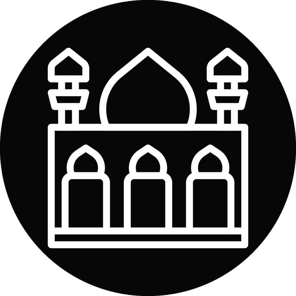 mosquée icône ligne arrondi noir blanc Couleur Ramadan symbole illustration parfait. vecteur