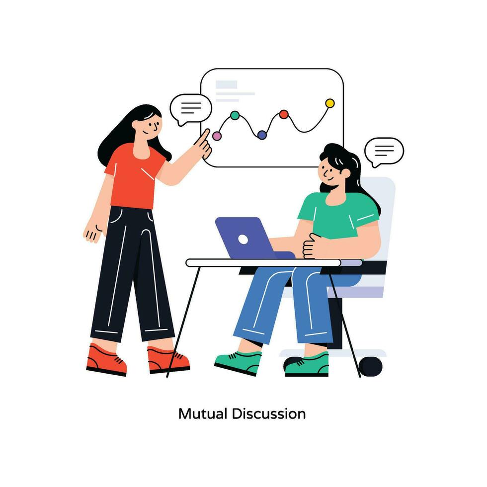 mutuel discussion plat style conception vecteur illustration. Stock illustration