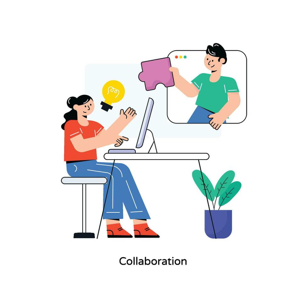 collaboration plat style conception vecteur illustration. Stock illustration