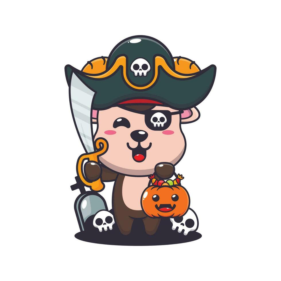 pirates RAM mouton dans Halloween journée. mignonne Halloween dessin animé illustration. vecteur