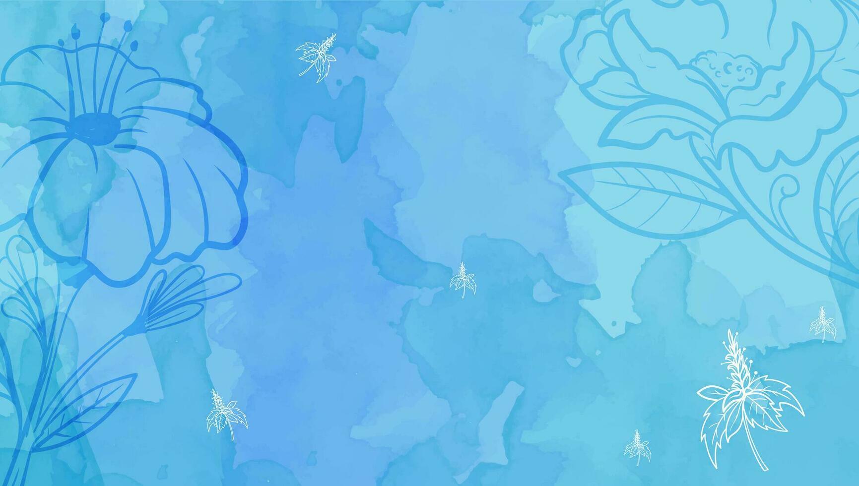 abstrait Contexte bleu luxe minimal style fond d'écran avec contour art fleur et botanique feuilles, biologique formes, aquarelle. vecteur Contexte pour bannière, affiche, la toile et emballage.