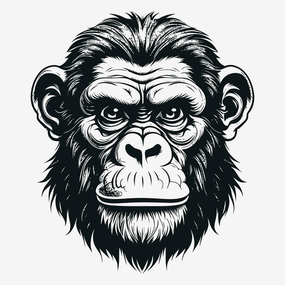 singe vecteur logo Facile réaliste la nature primate Afrique gorille ouistiti chimpanzé art dessin illustration sauvage animal