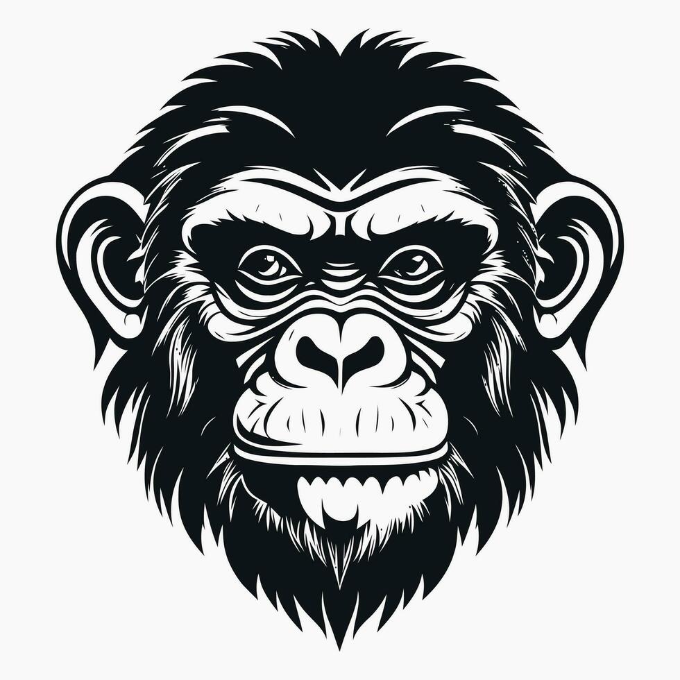 singe vecteur logo Facile réaliste la nature primate Afrique gorille ouistiti chimpanzé art dessin illustration sauvage animal