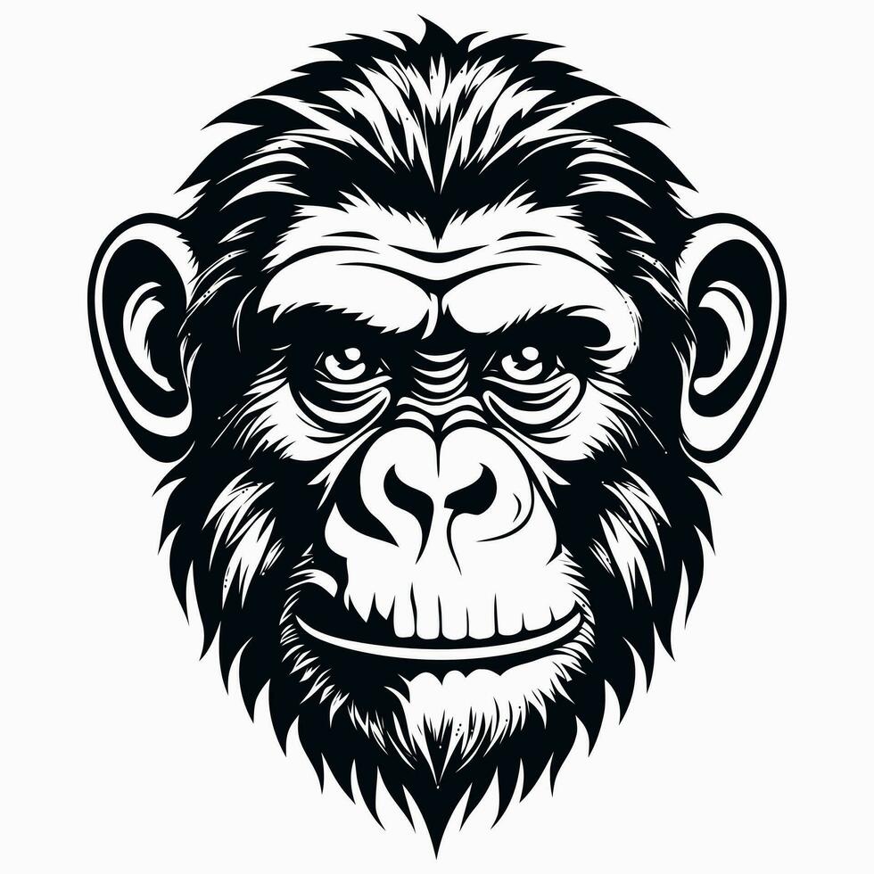 singe vecteur logo Facile réaliste la nature primate Afrique gorille ouistiti chimpanzé art dessin illustration sauvage animal