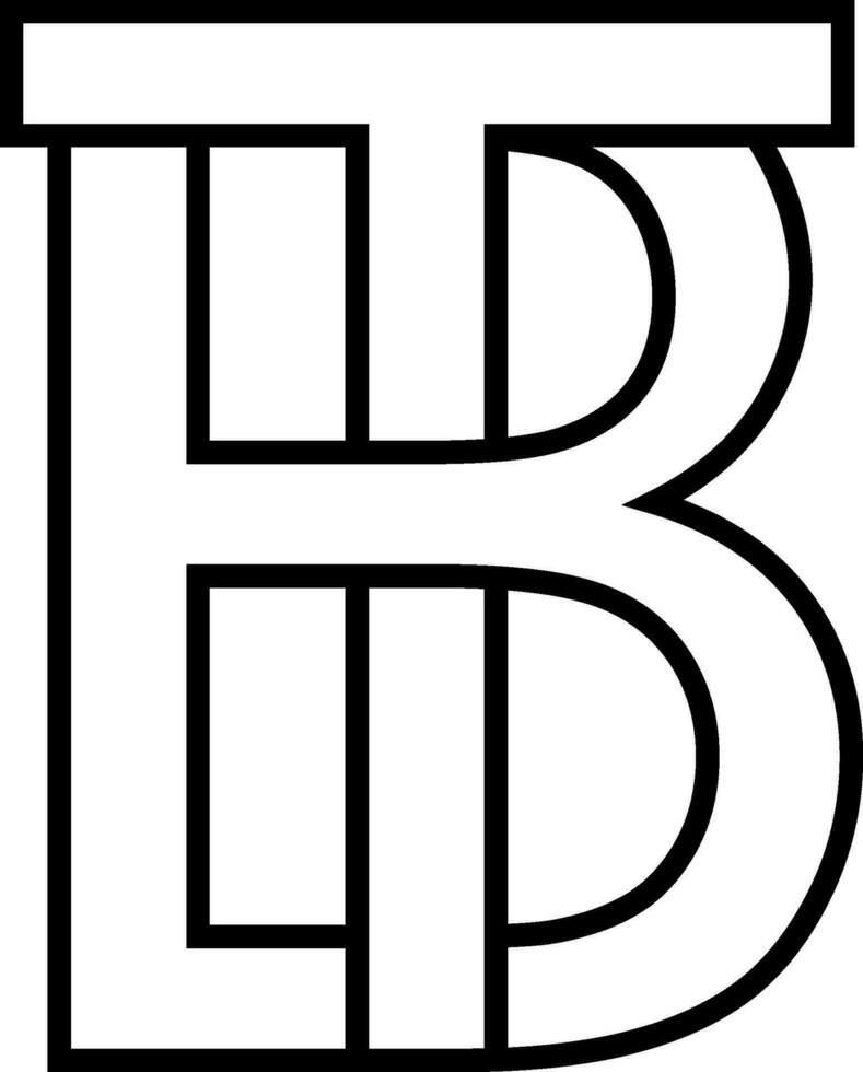 logo signe bt, tb icône signe deux entrelacé des lettres b, t vecteur