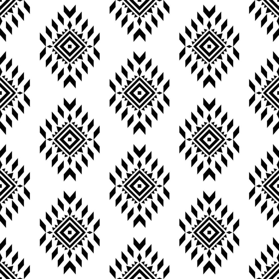 géométrique tribal ornement conception avec sans couture répéter modèle. aztèque et navajo ethnique style. noir et blanc couleur. conception pour textile, tissu, rideau, tapis, chemise, Cadre. vecteur