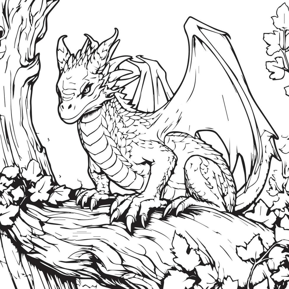dragon coloration page pour les adolescents vecteur