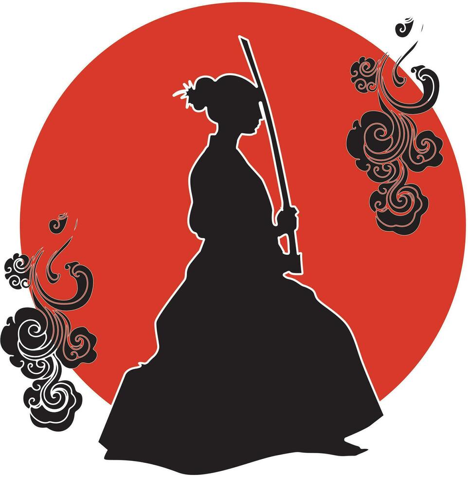 vecteur silhouette samouraï Japonais illustration