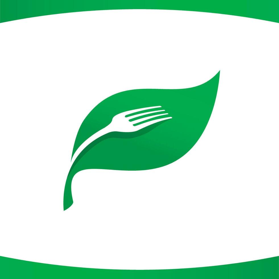 feuille fourchette nutrition bien-être abstrait moderne logo vecteur