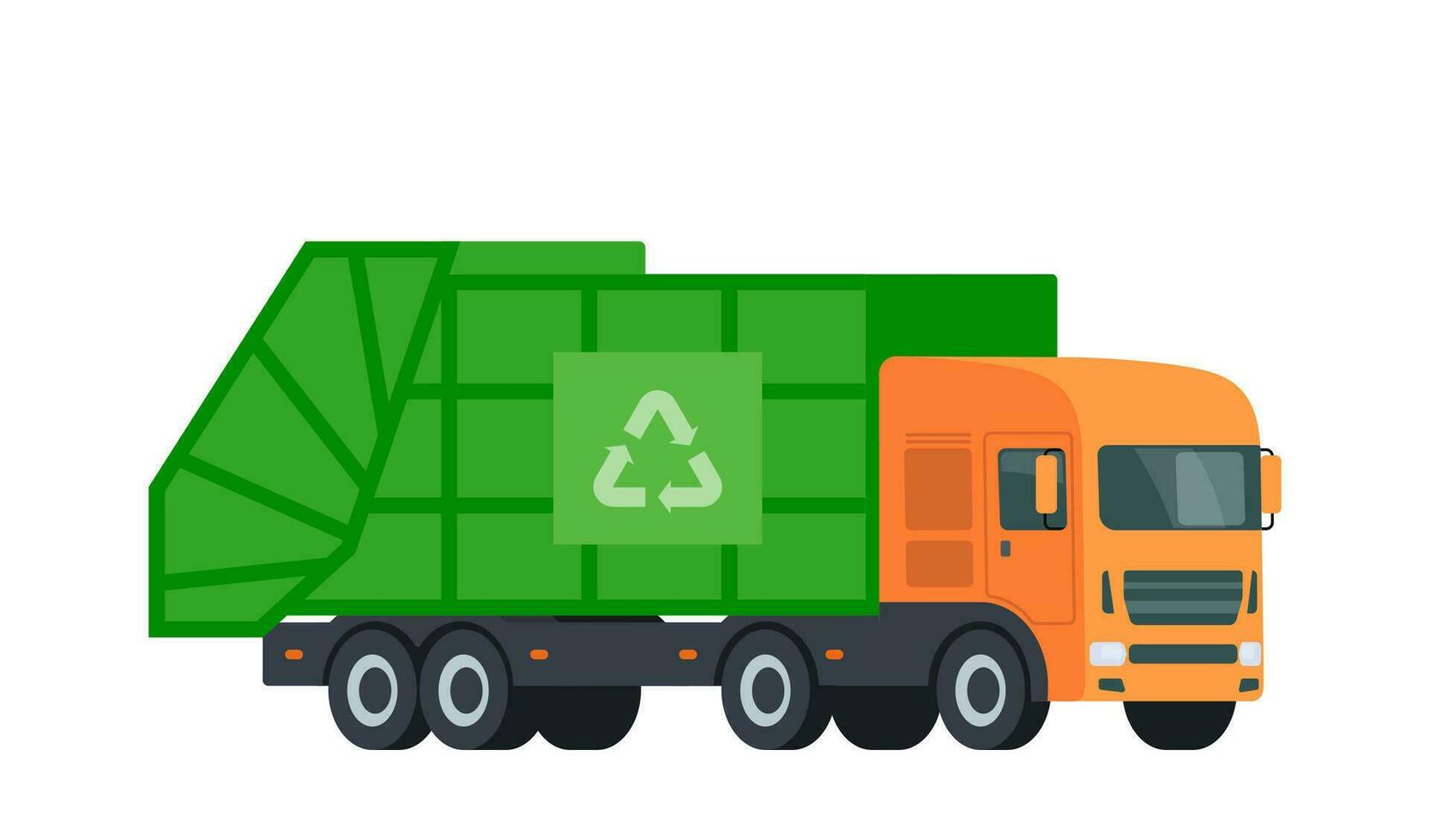 Urbain des ordures camion. poubelle tri, recyclage. vecteur illustration.