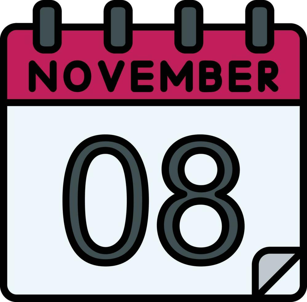 8 novembre rempli icône vecteur