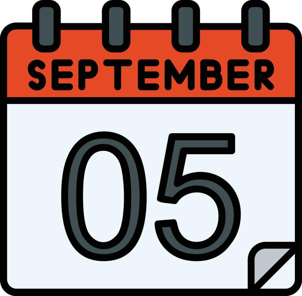 5 septembre rempli icône vecteur