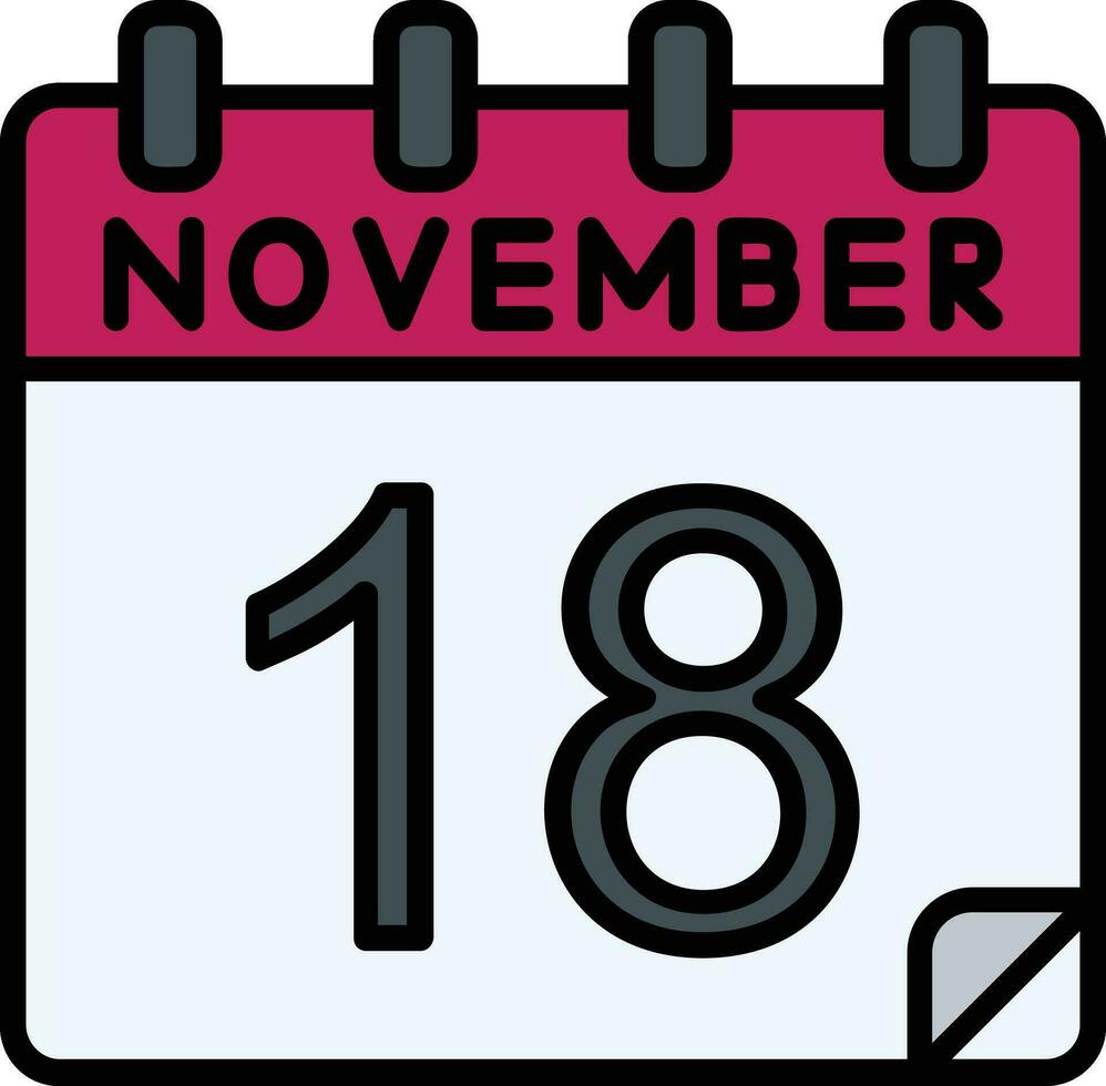 18 novembre rempli icône vecteur