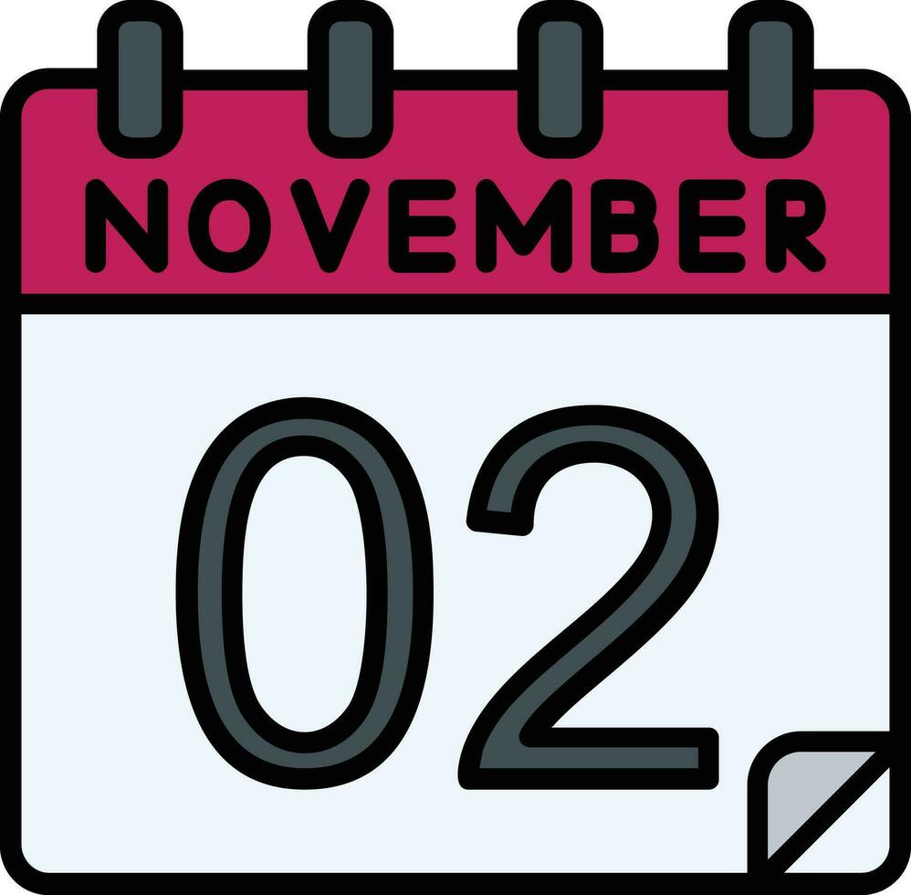 2 novembre rempli icône vecteur