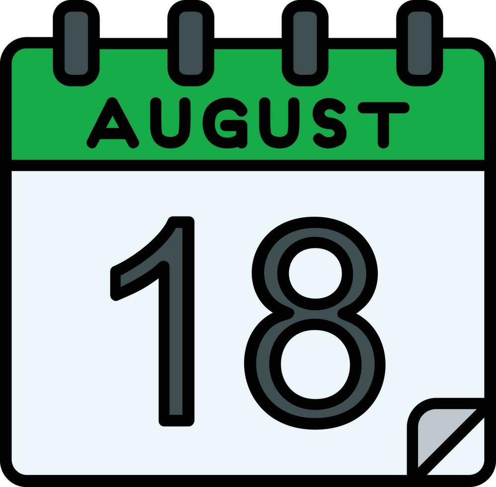 18 août rempli icône vecteur