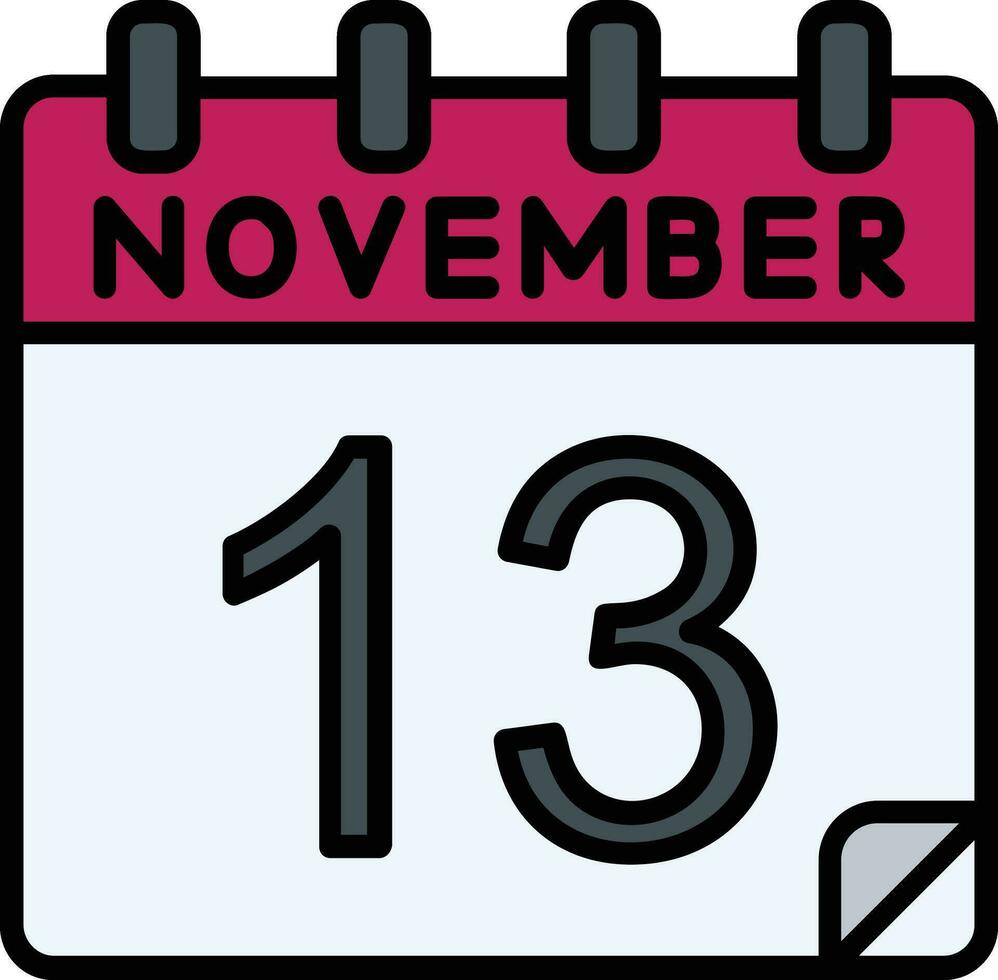 13 novembre rempli icône vecteur