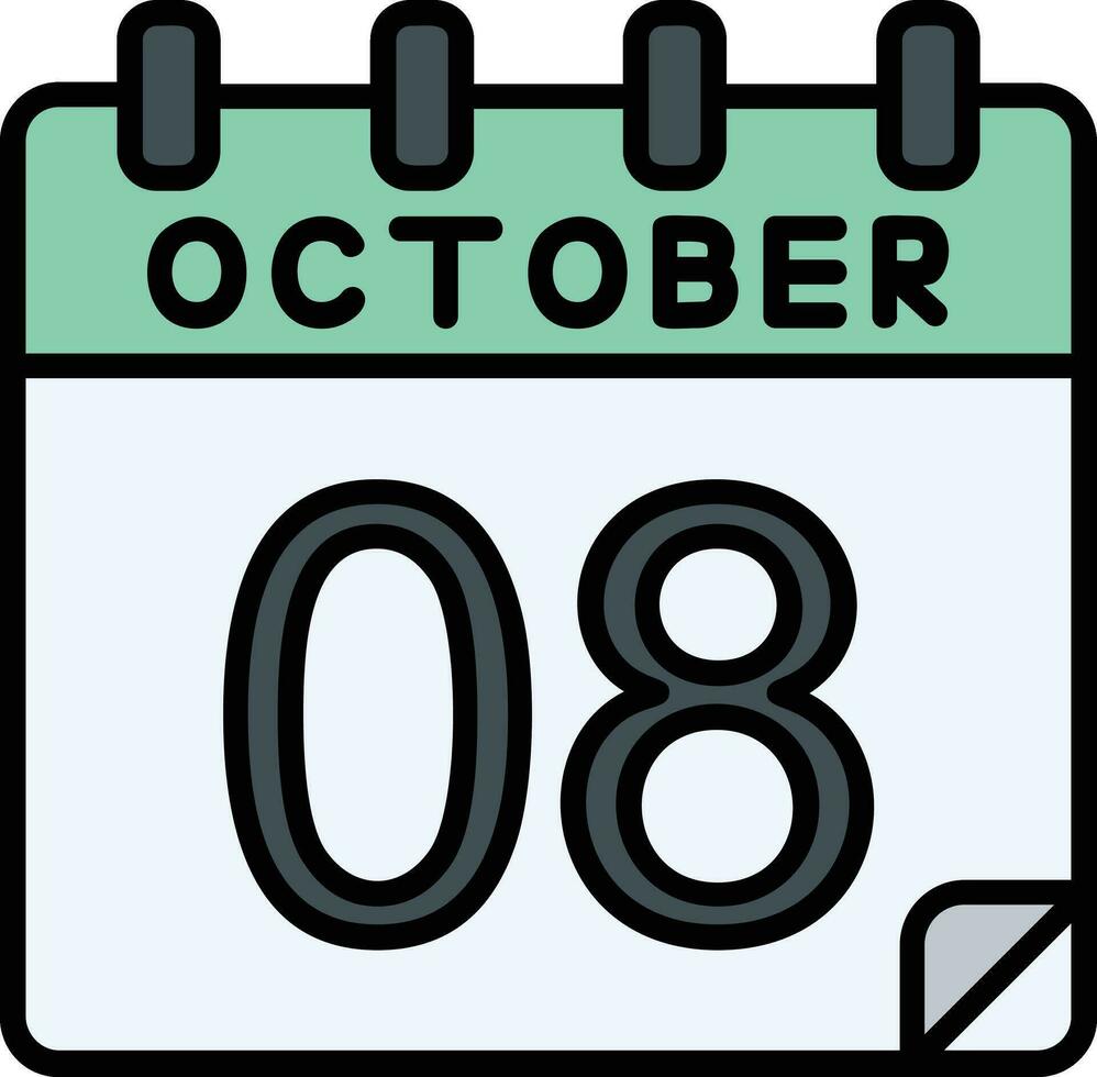 8 octobre rempli icône vecteur
