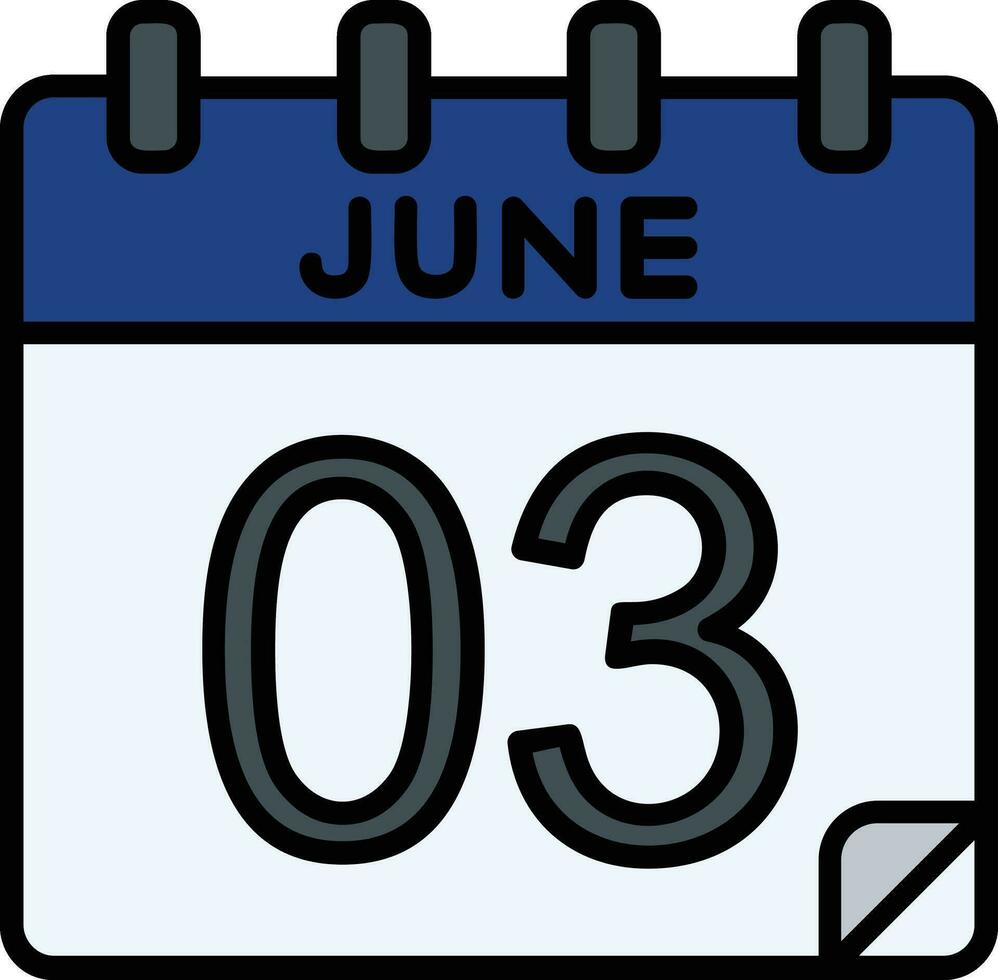 3 juin déposé icône vecteur
