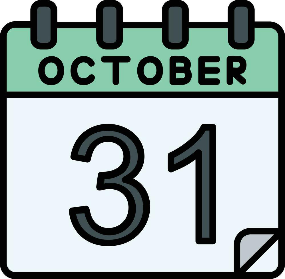 31 octobre rempli icône vecteur