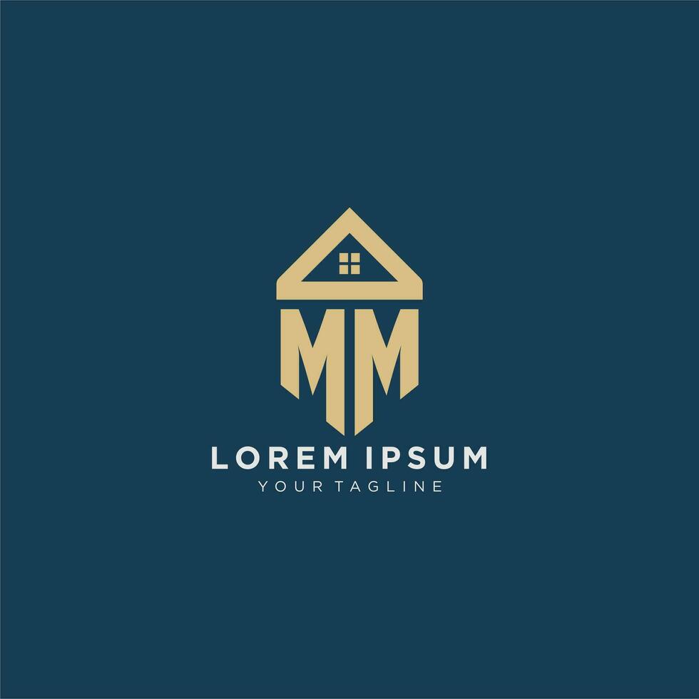 initiale lettre mm avec Facile maison toit Créatif logo conception pour réel biens entreprise vecteur