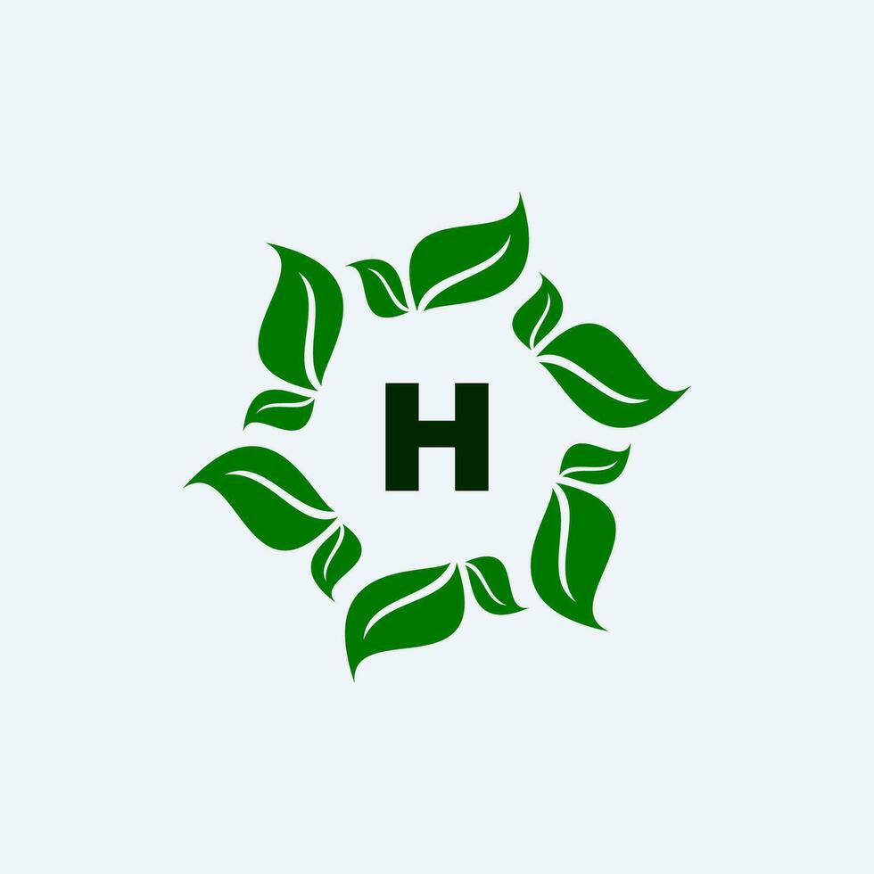 feuille et lettre h logo conception vecteur