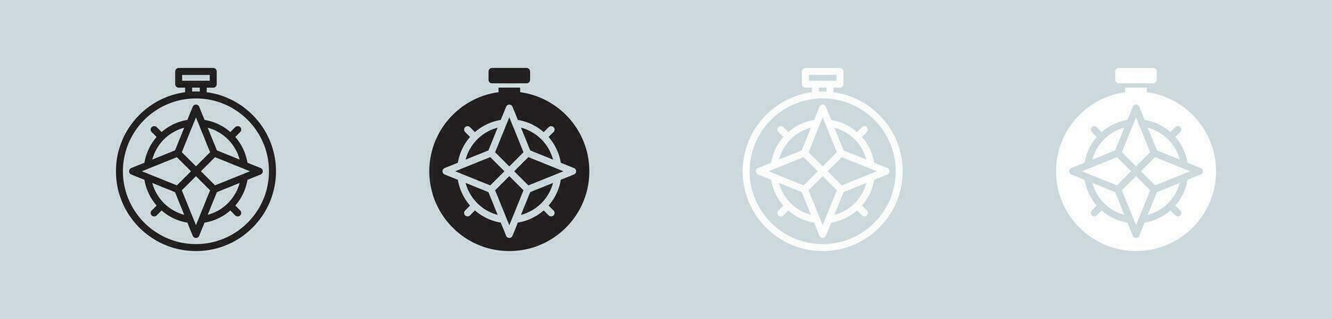 boussole icône ensemble dans noir et blanche. exploration panneaux vecteur illustration.