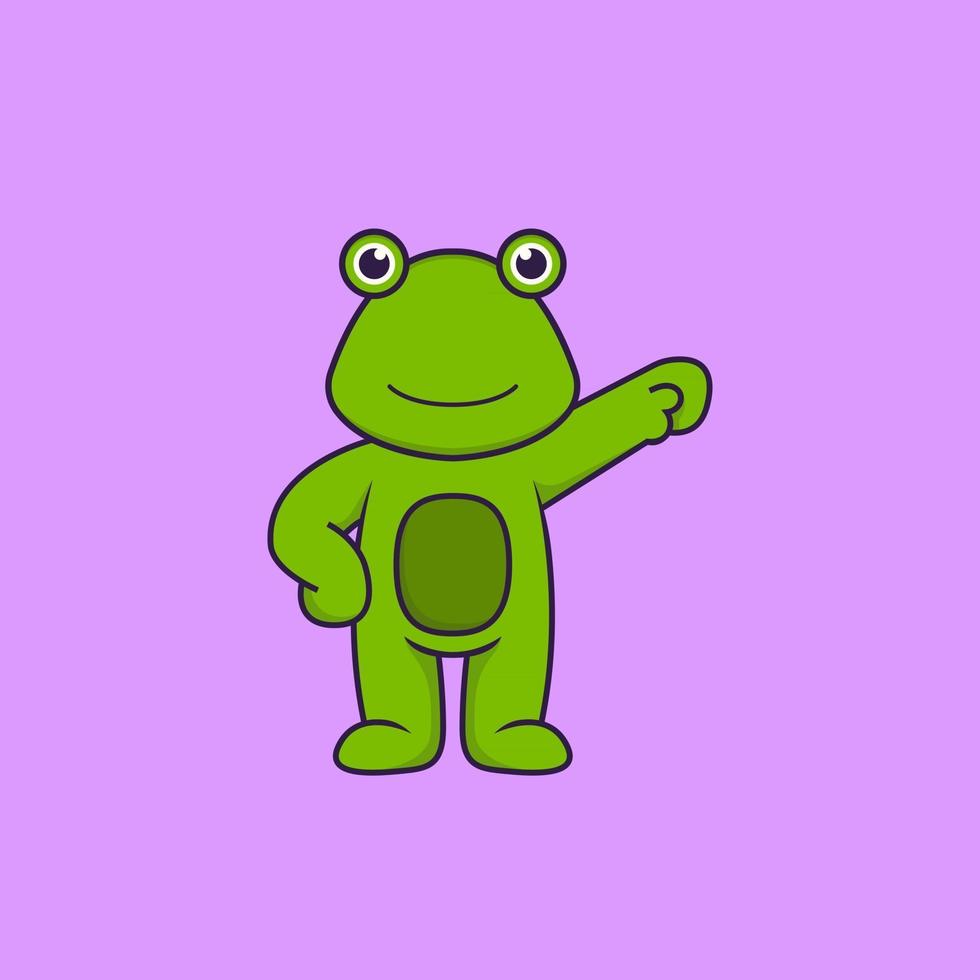 héros de grenouille mignon. concept de dessin animé animal isolé. peut être utilisé pour un t-shirt, une carte de voeux, une carte d'invitation ou une mascotte. style cartoon plat vecteur