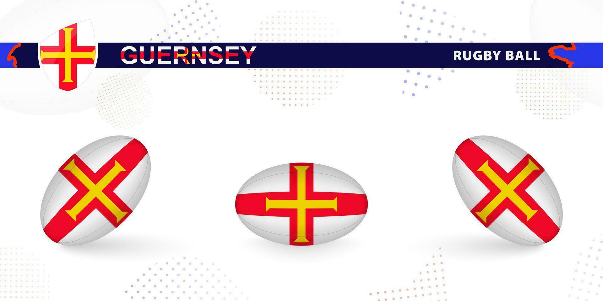 le rugby Balle ensemble avec le drapeau de Guernesey dans divers angles sur abstrait Contexte. vecteur