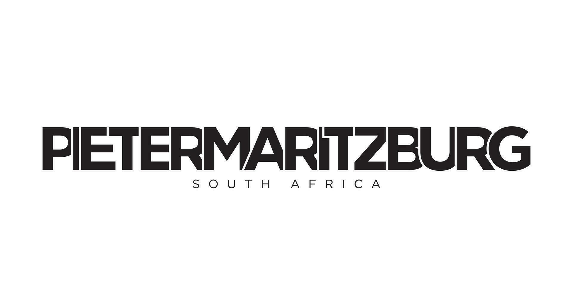 Pietermaritzburg dans le Sud Afrique emblème. le conception Caractéristiques une géométrique style, vecteur illustration avec audacieux typographie dans une moderne Police de caractère. le graphique slogan caractères.